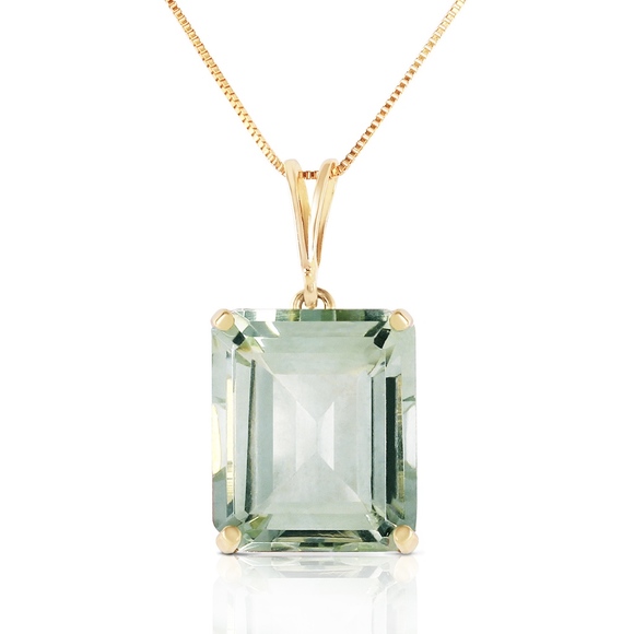 GOLD NECKLACE WITH OCTAGON GREEN AMETHYST - Picture 2 of 4